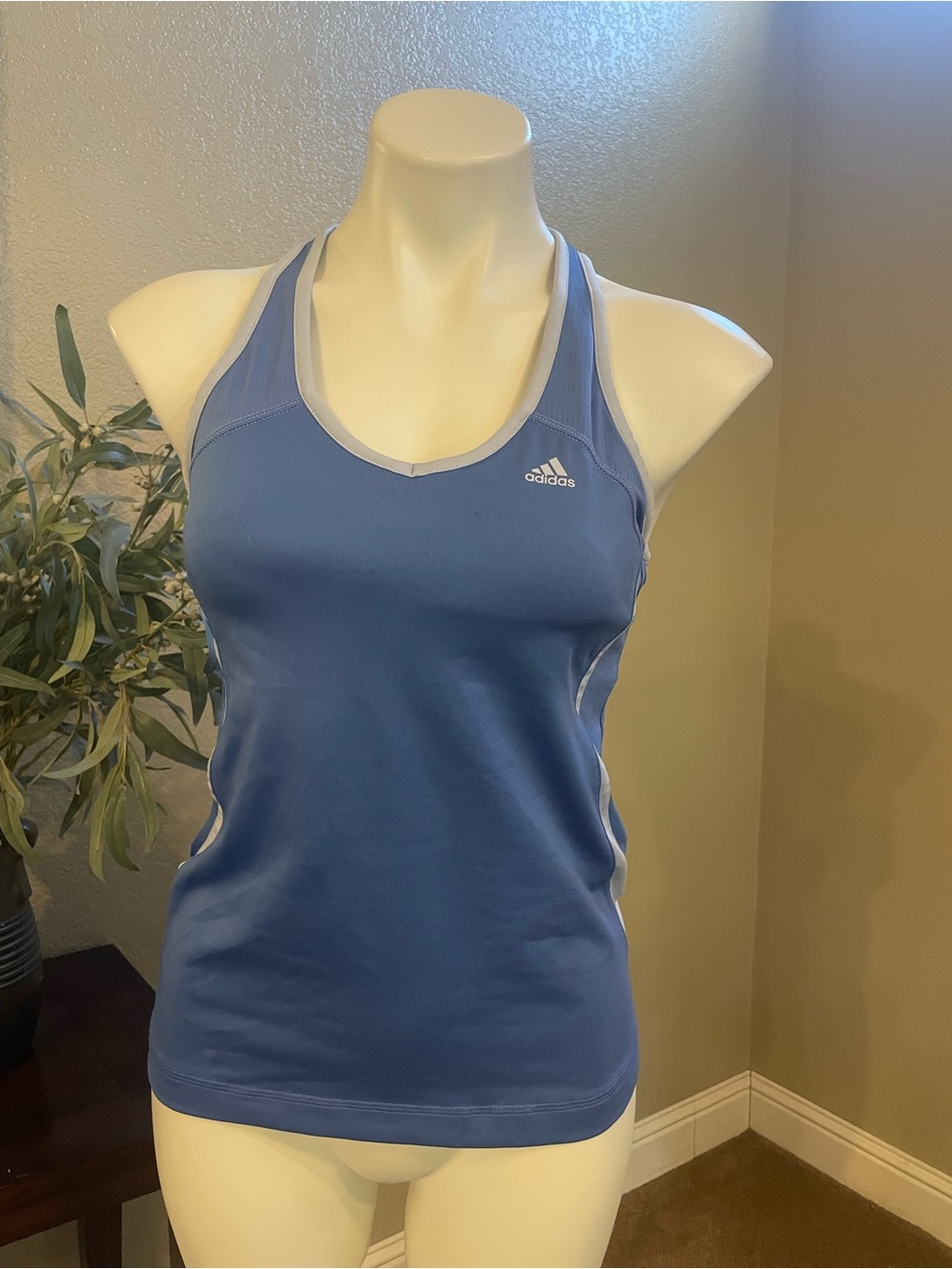 adidas Periwinkle Athletic Tank Top with Light Gray Trim